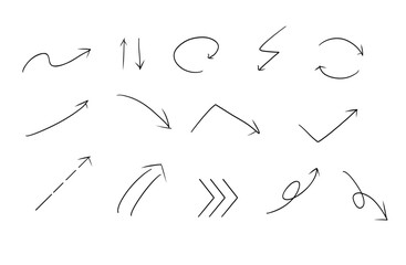 ベクターのペンの手書きの矢印セット 黒