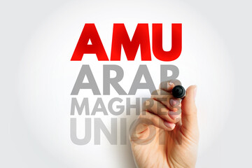 AMU - Arab Maghreb Union acronym, business concept background