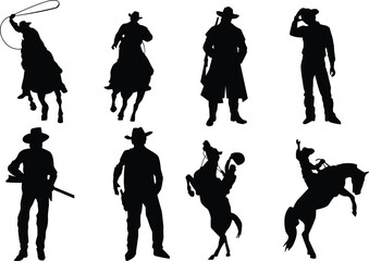 Cowboy Silhouette – Flat Design Wild West Illustration