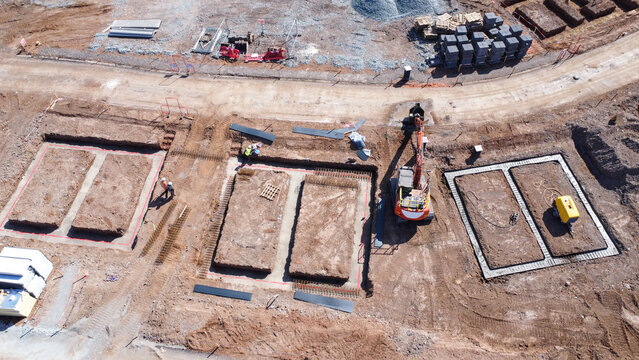 Foundations for houses on a housing estate