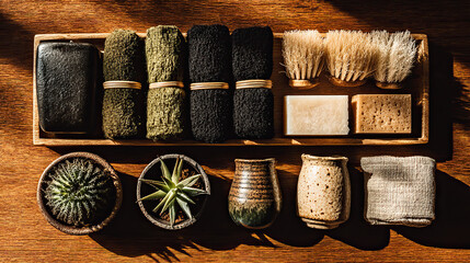 Small everyday items neatly arranged, symbolizing life's simple joys and improvements