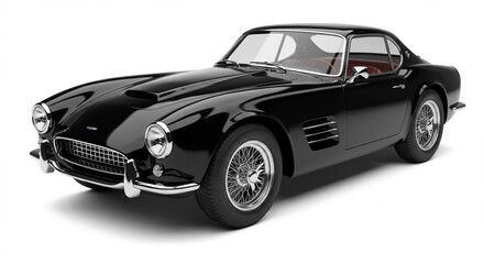 Naklejka premium Elegant black classic car against a white background in studio shot