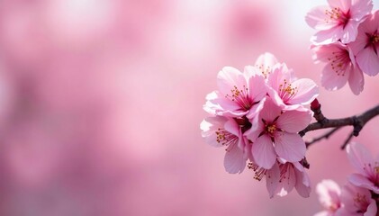 Obraz premium Delicate pink sakura blossoms in full bloom, forming a repeating pattern , petal, japanese flower