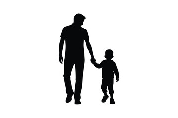 Father and Son Walking Silhouette