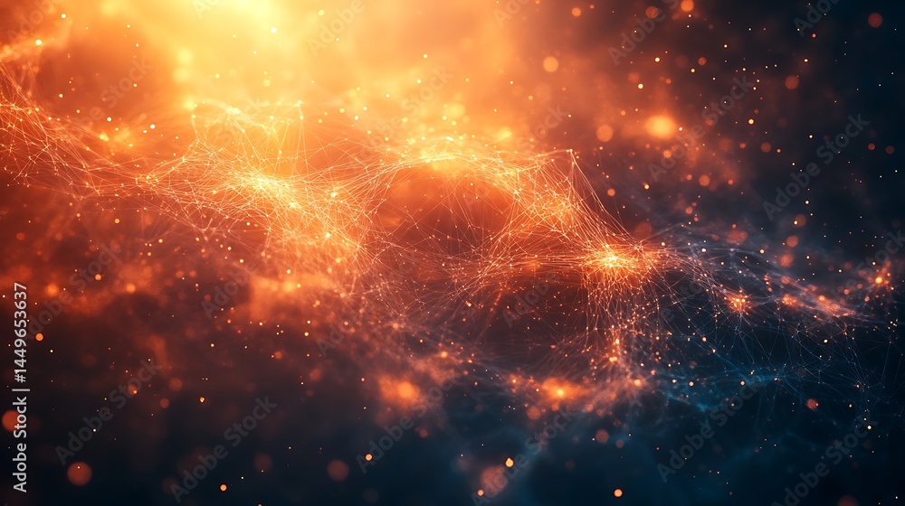Poster glowing network of abstract data connection
