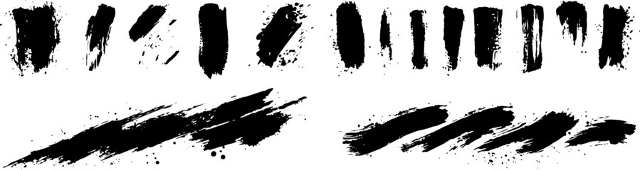 Dynamic Brushstrokes: A captivating collection of bold, textured black brushstrokes on a clean backdrop, perfect for adding artistic flair and graphic appeal to any project.
