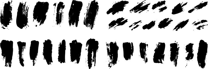 Dynamic Brushstrokes: A captivating collection of bold, textured black brushstrokes on a clean backdrop, perfect for adding artistic flair and graphic appeal to any project.