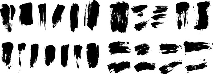 Dynamic Brushstrokes: A captivating collection of bold, textured black brushstrokes on a clean backdrop, perfect for adding artistic flair and graphic appeal to any project.