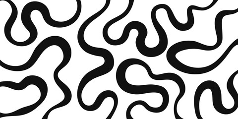 Minimalistic abstract dynamic black wavy line pattern isolated on a transparent background. Perfect for modern designs, branding, and typography projects. Vector illustration