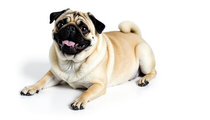 Obraz premium Adorable pug dog, isolated on white background, pug, canine, fluffy