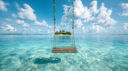 Obraz premium Tropical swing over crystal clear water
