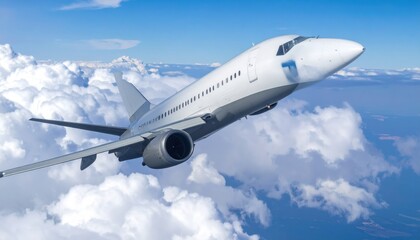 Naklejka premium Jetting Through the Clouds- Speed Power and Innovation 