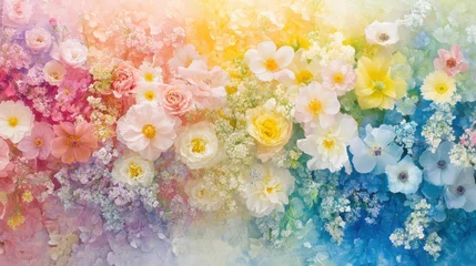 Wall murals Rainbow Pastel Flower Arrangement Vibrant Floral Wall