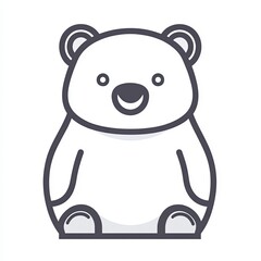 Bear vector icon, simple line art, gray color on a white background, one thin stroke for the bear's body and ears, no details in the front view