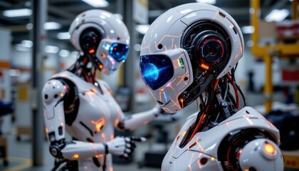 Fototapeta premium two robots in what appears to be an industrial setting