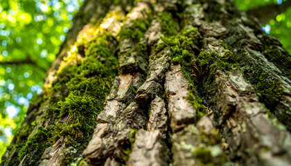 Close Up Of Mossy Tree Trunk