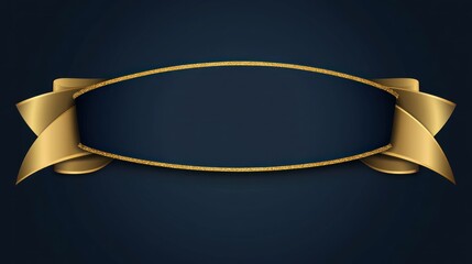 Elegant gold ribbon banner with dark blue background.