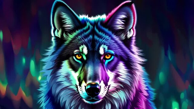 wolf head on blue background