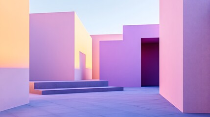 Fototapeta premium Abstract Pastel Pink Purple Geometric Architecture Background
