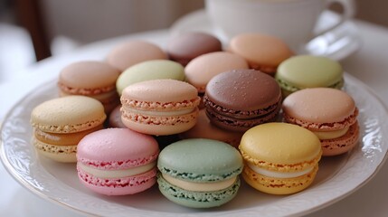 Obraz premium Colorful macarons on a plate