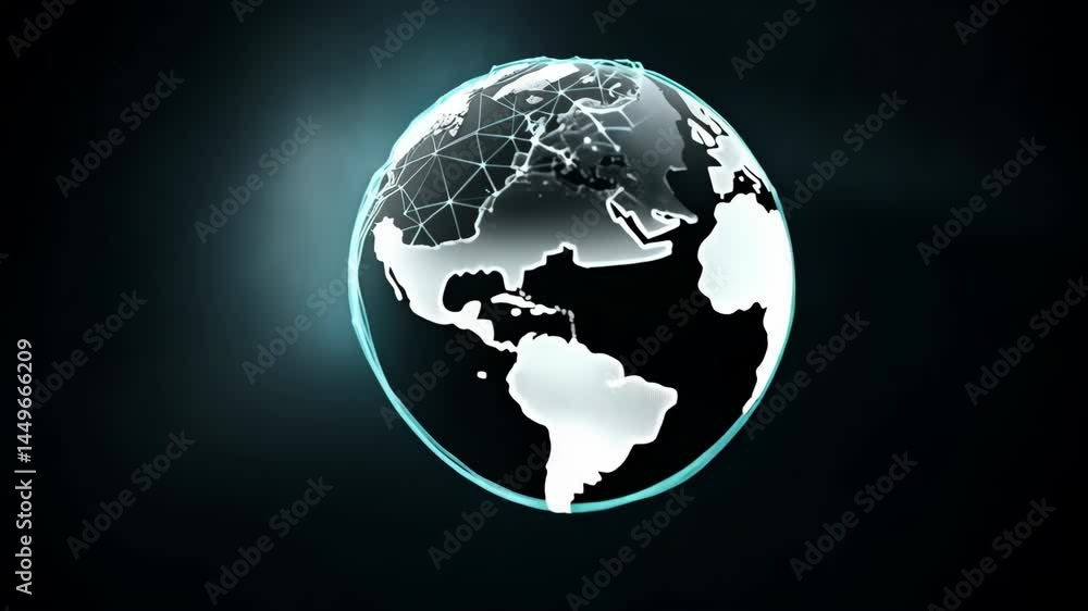 Poster abstract world globe with digital network connection represents global communications