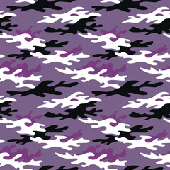 Fototapeta premium Purple, black, and white camouflage pattern with abstract shapes, creating a modern and stylish design