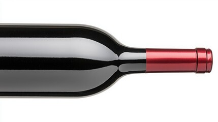 Fototapeta premium Elegant Red Wine Bottle with Metallic Cap on White Background for Beverage Imagery