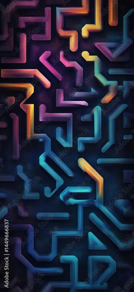 Poster abstract glowing circuits on a dark background for digital, tech, or data science concept, futuristi