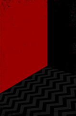 Obraz premium Bold Red and Black Abstract Geometric Art Composition