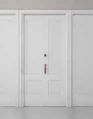 Clean white doors, open & closed, various positions ,  architecture,  space