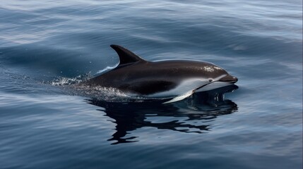 Fototapeta premium Dolphin Surfacing: A Glimpse of Marine Life