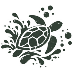 Sea Turtle Splashing in Ocean: Wildlife Photography