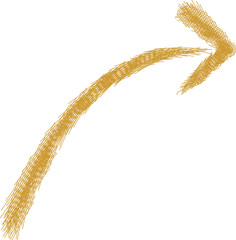 A yellow arrow line illustration ideal for directional signage or graphic design projects.