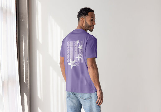 Mockup of a Back View Short Sleeve T-Shirt