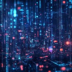 Futuristic city digital data stream