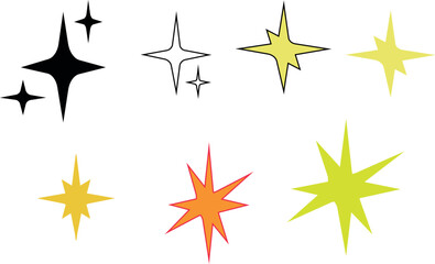 Sparkle icons set. Set of star sparkle icons. Different shining icons