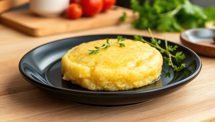 Creamy, golden polenta dish garnished