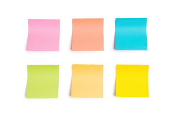 set of colorful sticky notes isolated on white or transparent png