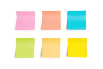 set of colorful sticky notes isolated on white or transparent png