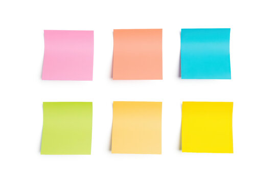 set of colorful sticky notes isolated on white or transparent png