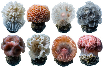 Vibrant Coral Collection on Black Background