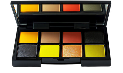 Vibrant Eyeshadow Palette with Yellow Orange Black and Green Shades