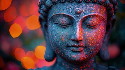 Buddha statue image with vibrant background