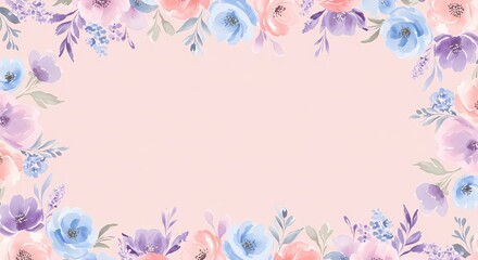 Floral Border with Pastel Colors for Elegant Background  