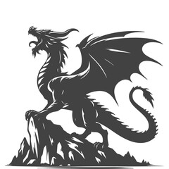 Fototapeta premium Majestic Dragon on Mountain Peak: Fantasy Creature Illustration