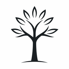 Drawing Line Tree Logo Design Silhouette Vector Art Illustration for Nature and Branding Concepts