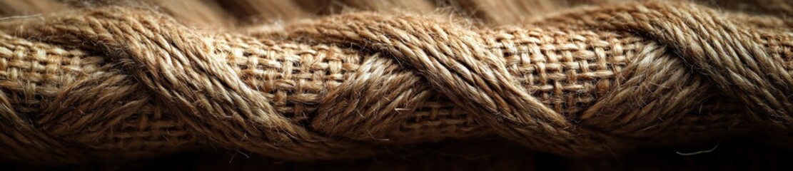 Fototapeta premium Woven jute rope closeup, textured background