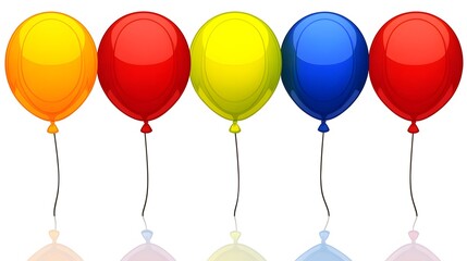 Five Colorful Glossy Balloons Floating Upward