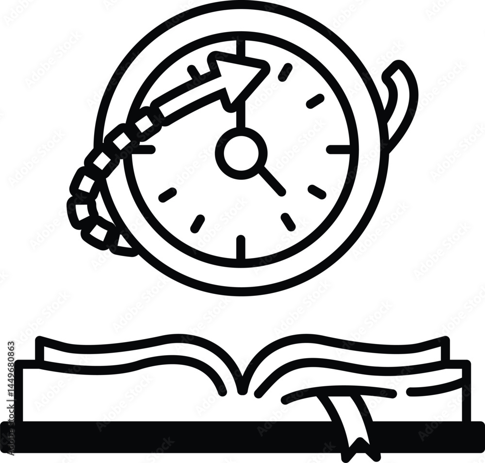 Poster clock with a circle and arrow pointing to the right