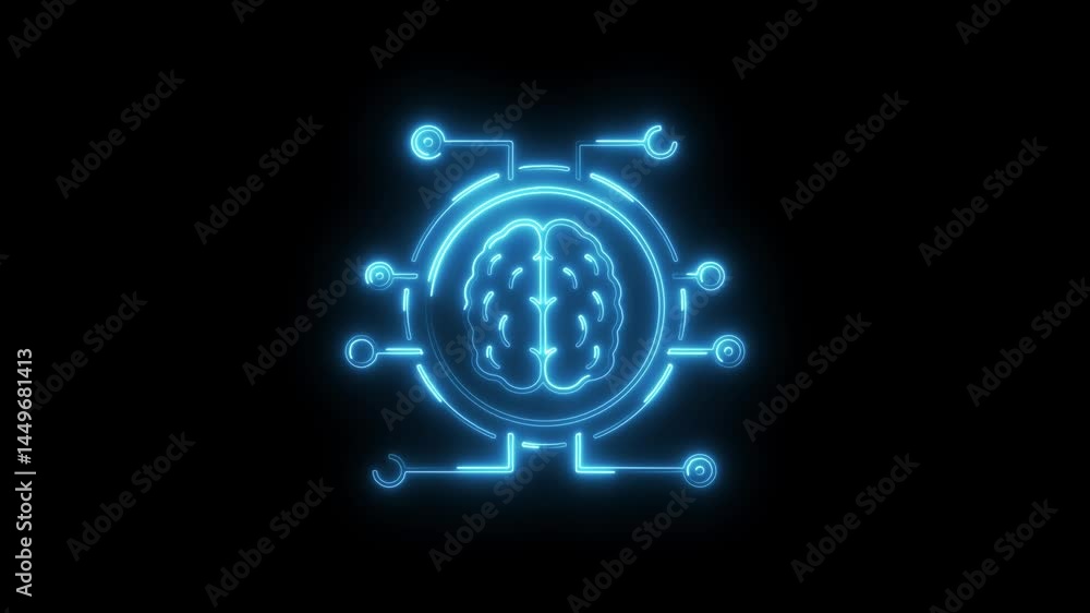 Poster digital brain with connections neural network artificial intelligence concept futuristic technology 